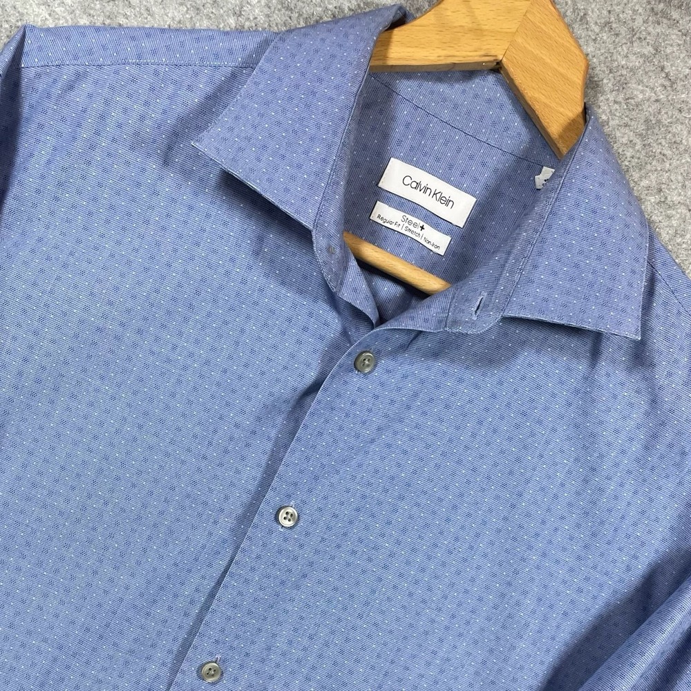 Calvin Klein Steel+ L 16.5 34/35 Regular Fit Stretch Non-Iron‎ Dress Shirt